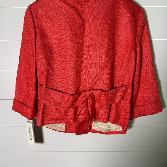 Nygard Blazer Jacket Dark Coral & Cream 3/4 Sleeve Hook Closure Size 14 P-NWT - Picture 4 of 8